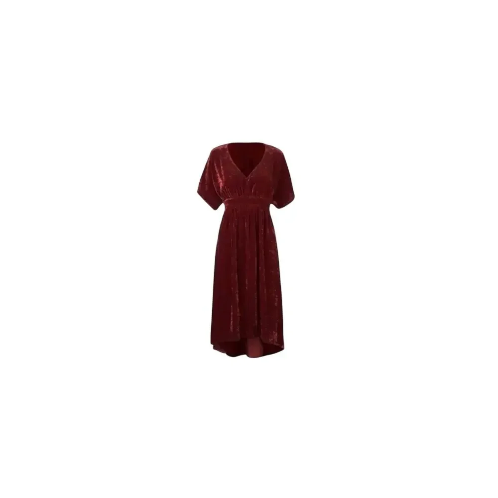 Cabi #3696 Grace Velvet Midi‎ Dress Women S Dark Red Empire Waist High Low